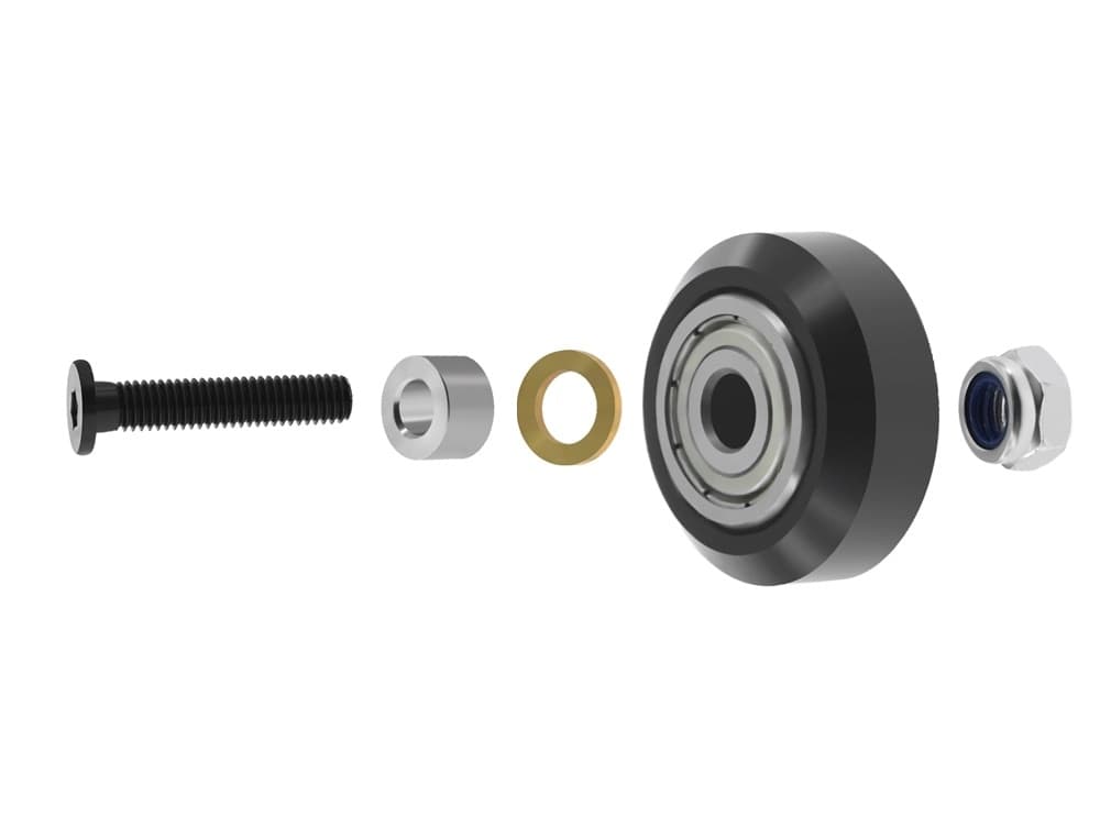 Delrin Solid V Wheel Kit 625zz for Precise V Slot Movement System for 3D Printer Laser Engraver - Angle & Detail View | Superb Tech India