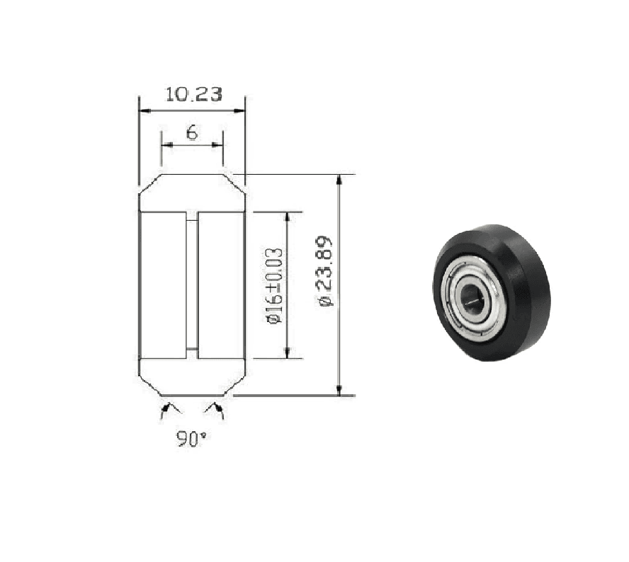 POM Delrin V Wheel 625zz Assembled for 3D Printer CNC V Slot Profile - Angle & Detail View | Superb Tech India