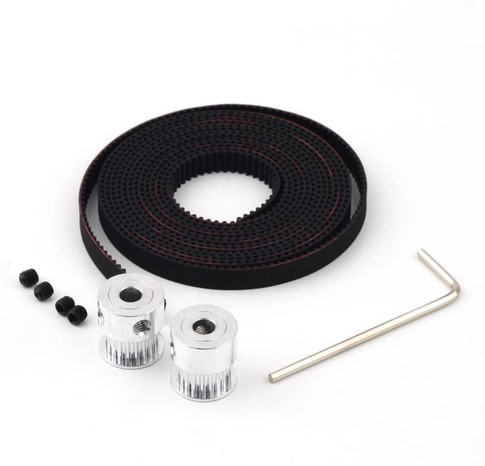 2Pcs GT2 Pulley 20 Teeth 5mm Bore + 2 Meter GT2 Timing Belt 6mm Width Set for 3D Printer, CNC , Laser Engraver - Main View