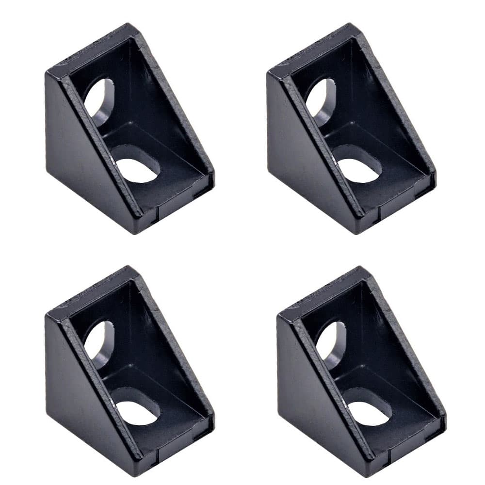 4Pcs Set Black Corner Bracket 90 degree Joint for Aluminium Profile T-Slot/ V-Slot 20 Series - Main Product View | Superb Tech India
