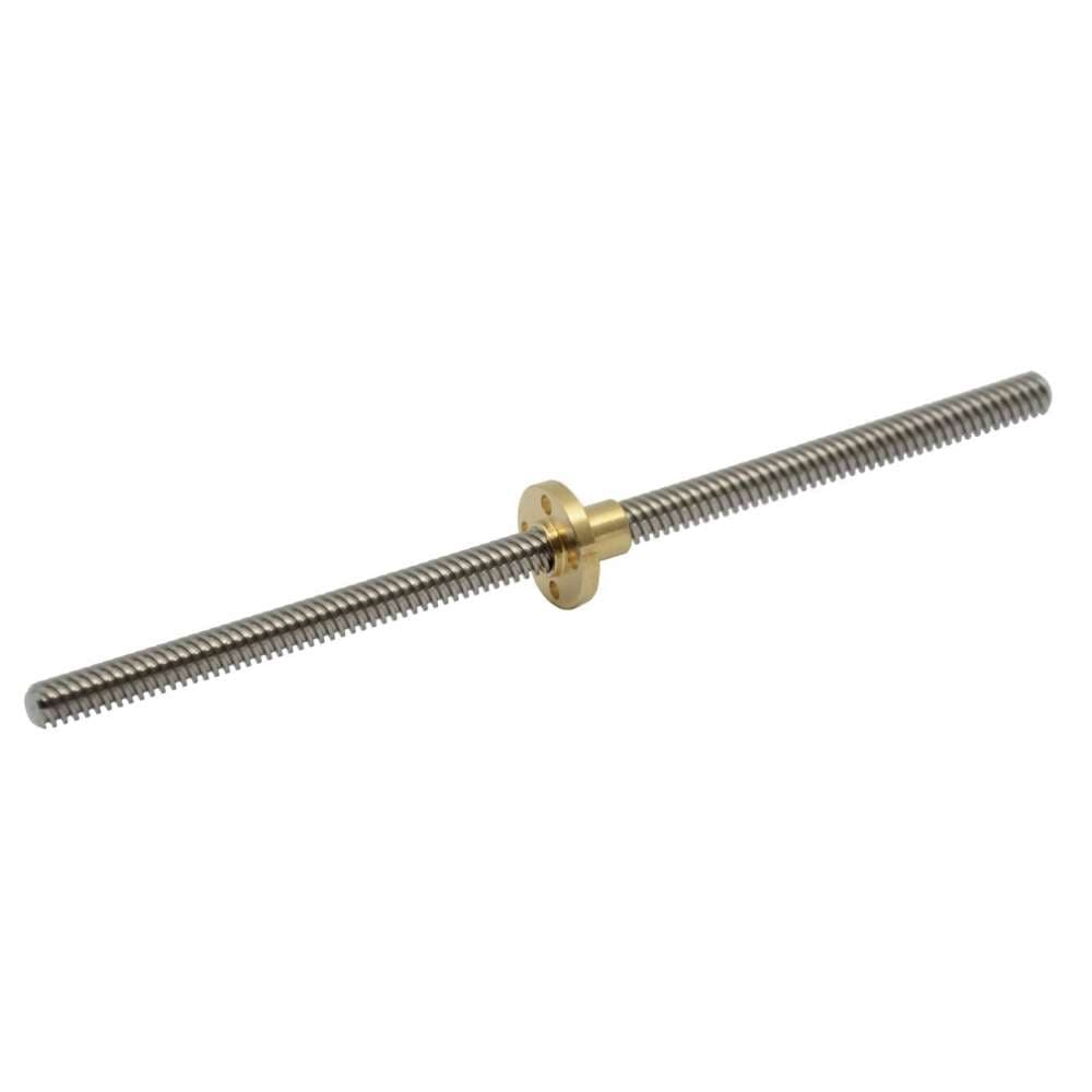 200mm Trapezoidal Lead Screw 8mm Diameter 4 Start with Copper Nut - Main Product View | Superb Tech India