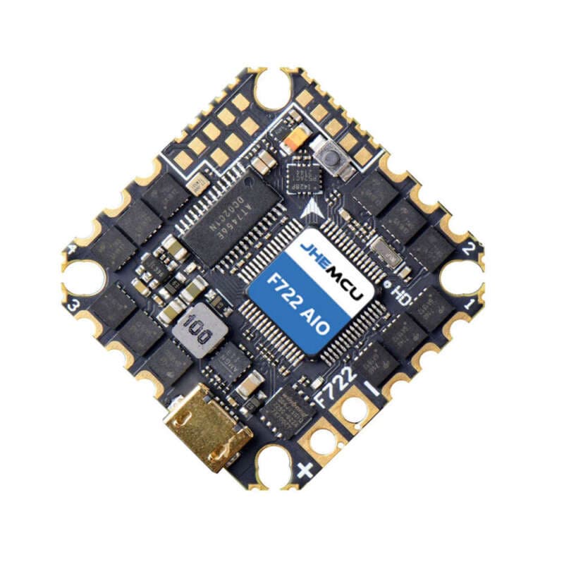 JHEMCU GHF722AIOHD 40A AIO F722 FPV Flight Controller Baro OSD BlackBox 4in1 ESC 2S-6S - Main Product View | Superb Tech India